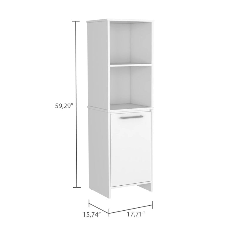 Garde-manger de cuisine, armoire à une porte, étagères intérieures et extérieures, finition blanche