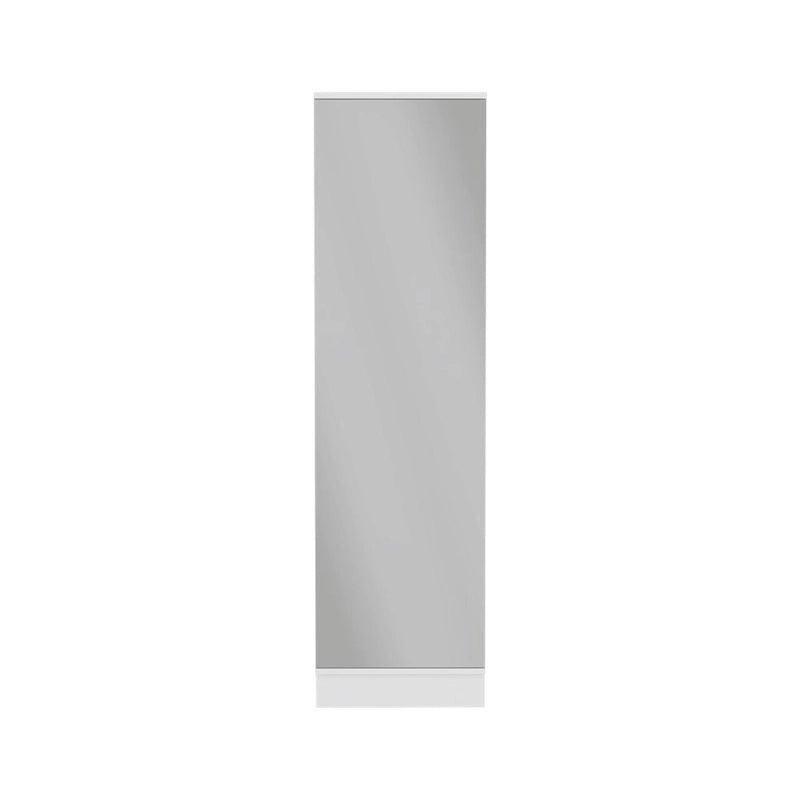 Meuble à Chaussures, Miroir, Cinq Étagères Intérieures, Armoire à Porte Unique, Finition Blanche