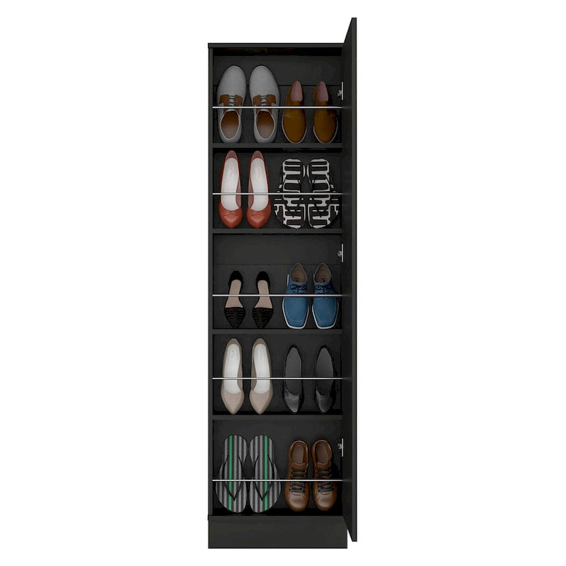 Meuble à Chaussures, Miroir, Cinq Étagères Intérieures, Armoire à Porte Unique, Finition Blanche