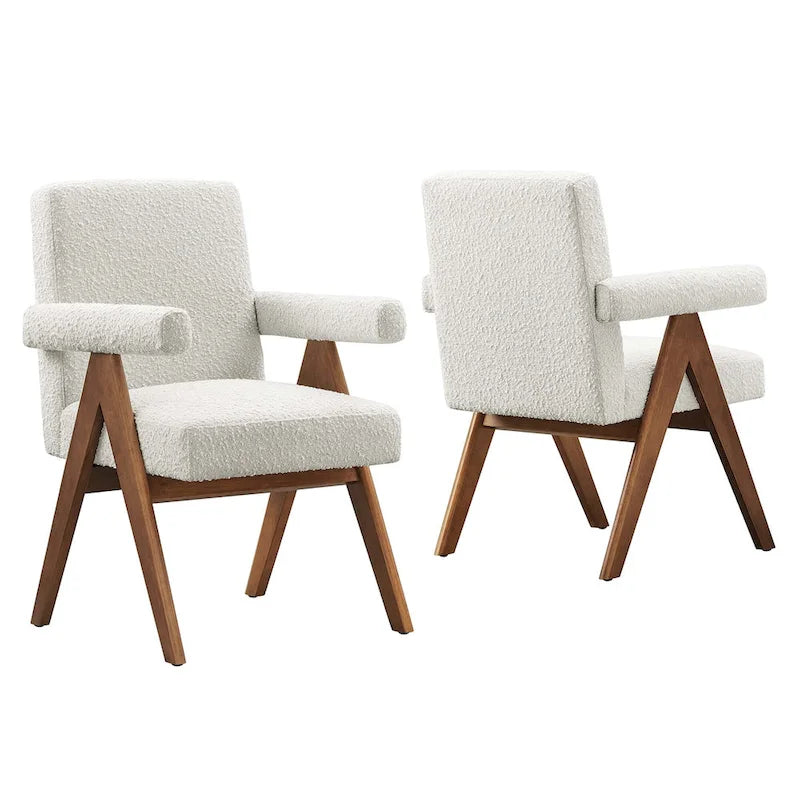 Chaise de salle à manger en tissu bouclé - Lot de 2