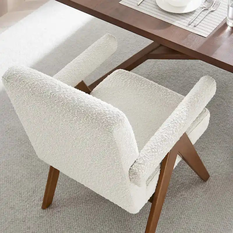Chaise de salle à manger en tissu bouclé - Lot de 2