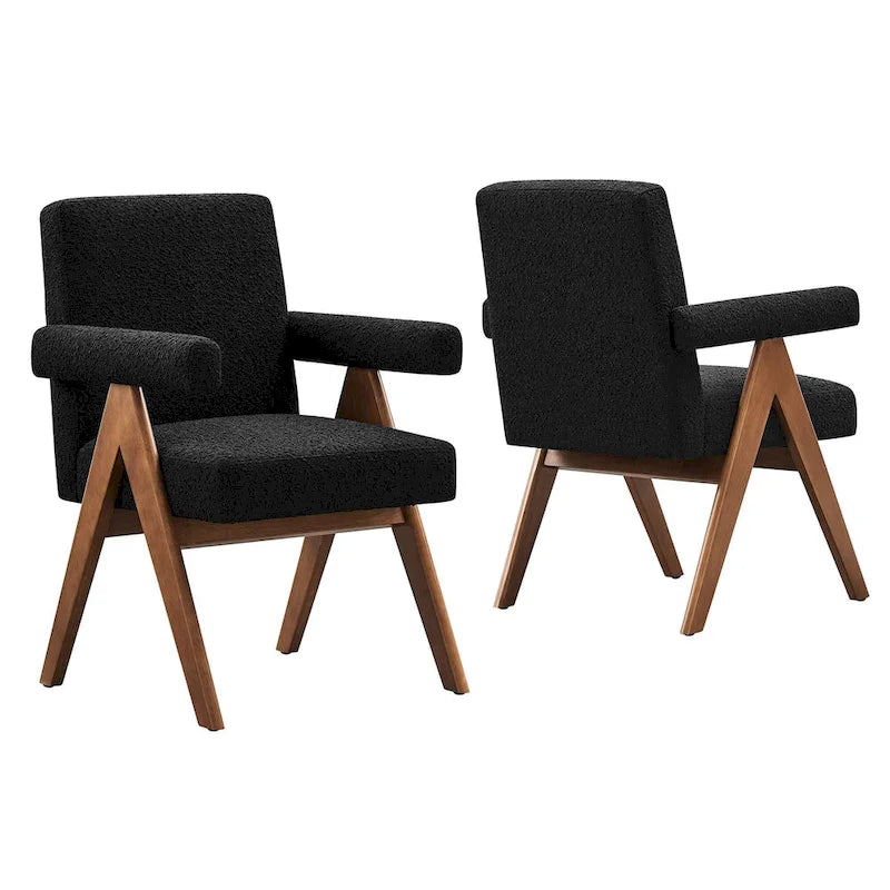 Chaise de salle à manger en tissu bouclé - Lot de 2
