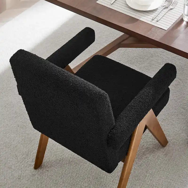 Chaise de salle à manger en tissu bouclé - Lot de 2