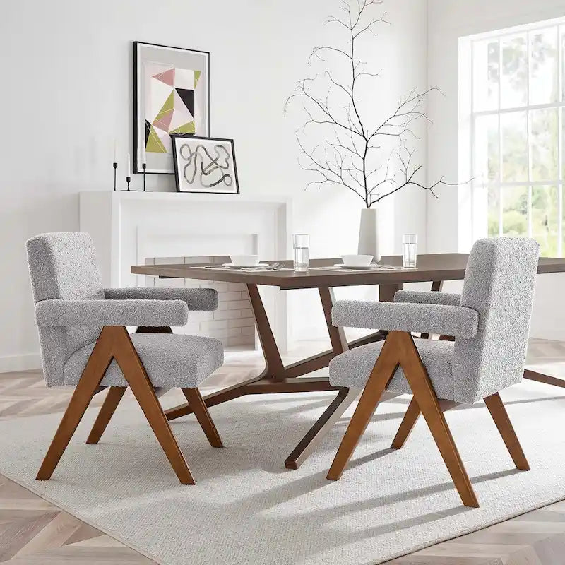 Chaise de salle à manger en tissu bouclé - Lot de 2