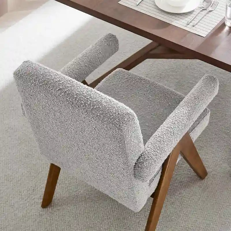 Chaise de salle à manger en tissu bouclé - Lot de 2