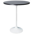 Table à manger ronde de 27" avec plateau en MDF et piètement en acier blanc pour cuisine et salle à manger