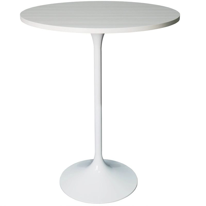 27 Round Dining Table with MDF Wood TableTop and White Steel Base for Kitchen & Dining Room