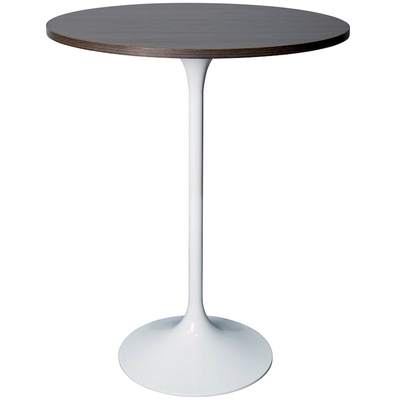 27 Round Dining Table with MDF Wood TableTop and White Steel Base for Kitchen & Dining Room