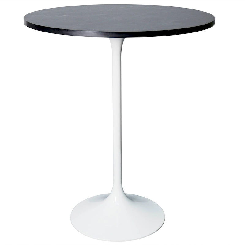 Table à manger ronde de 27" avec plateau en MDF et piètement en acier blanc pour cuisine et salle à manger