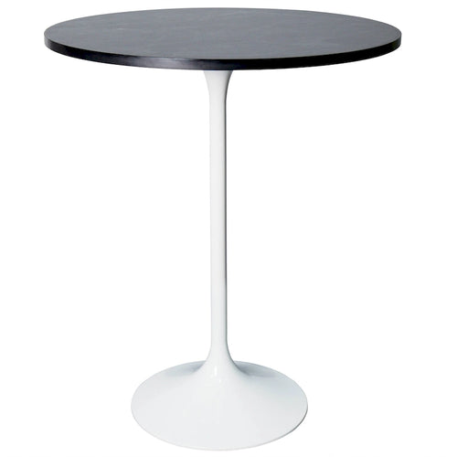27 Round Dining Table with MDF Wood TableTop and White Steel Base for Kitchen & Dining Room