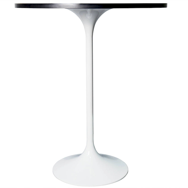 Table à manger ronde de 27" avec plateau en MDF et piètement en acier blanc pour cuisine et salle à manger
