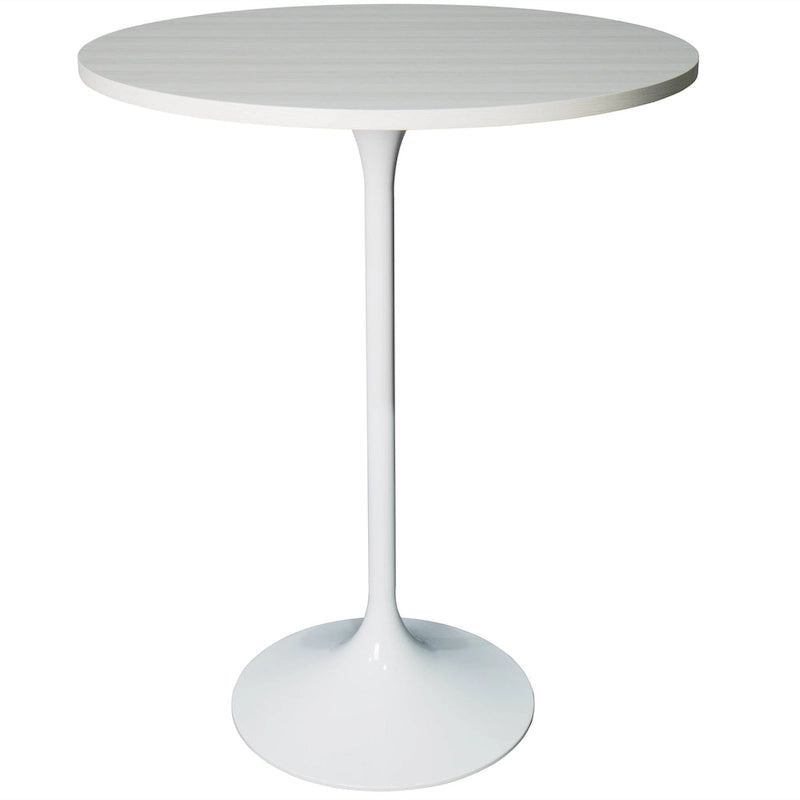 Table à manger ronde de 27" avec plateau en MDF et piètement en acier blanc pour cuisine et salle à manger