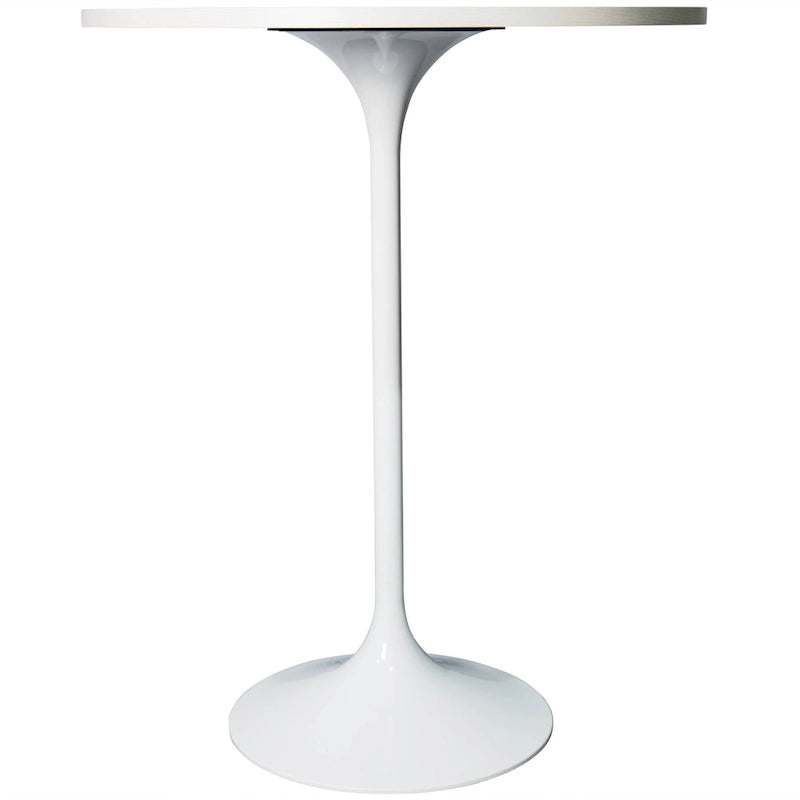 Table à manger ronde de 27" avec plateau en MDF et piètement en acier blanc pour cuisine et salle à manger