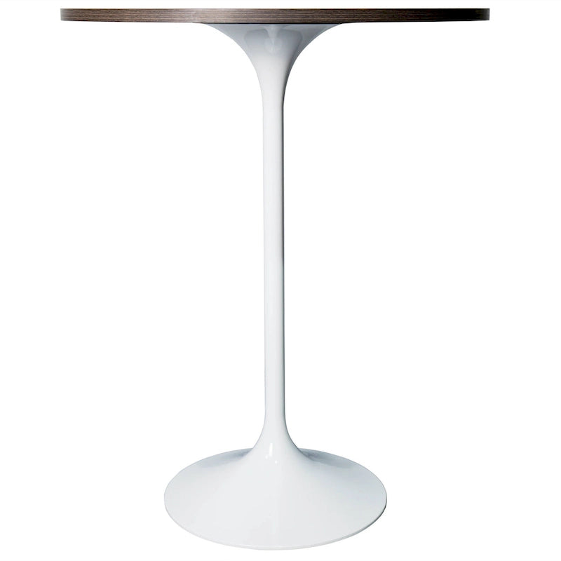 Table à manger ronde de 27" avec plateau en MDF et piètement en acier blanc pour cuisine et salle à manger
