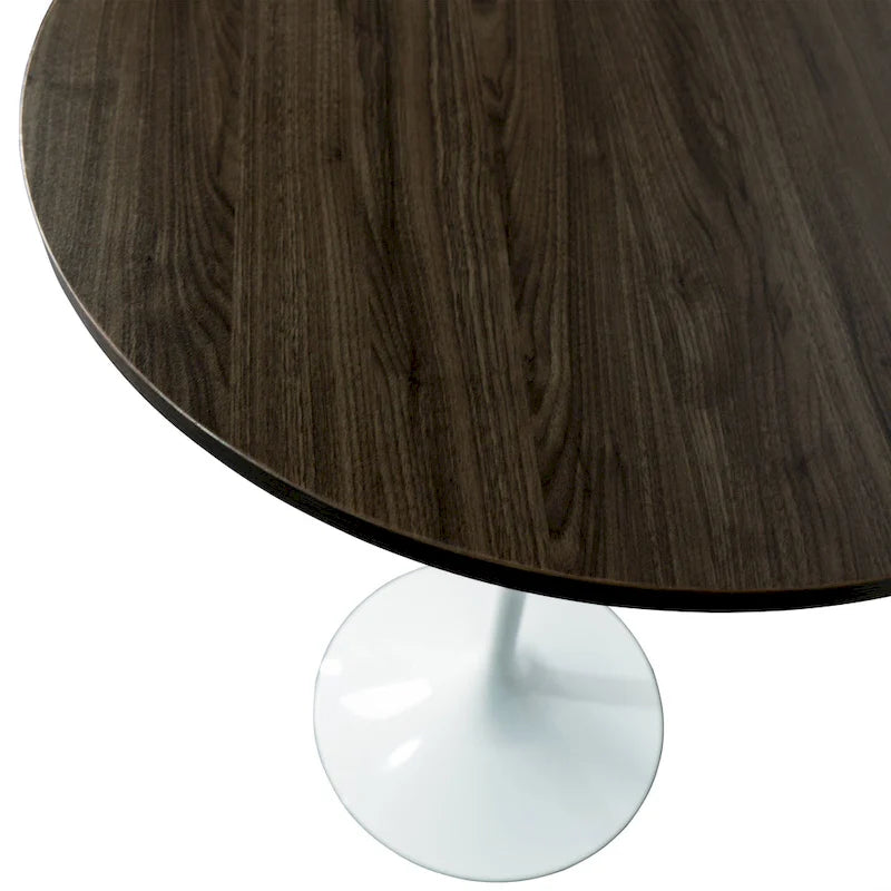 Table à manger ronde de 27" avec plateau en MDF et piètement en acier blanc pour cuisine et salle à manger