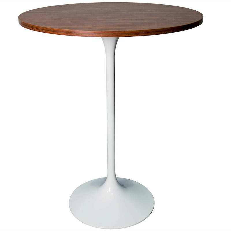 Table à manger ronde de 27" avec plateau en MDF et piètement en acier blanc pour cuisine et salle à manger