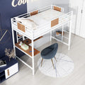 Twin Metal Loft Bed with Desk and Shelve