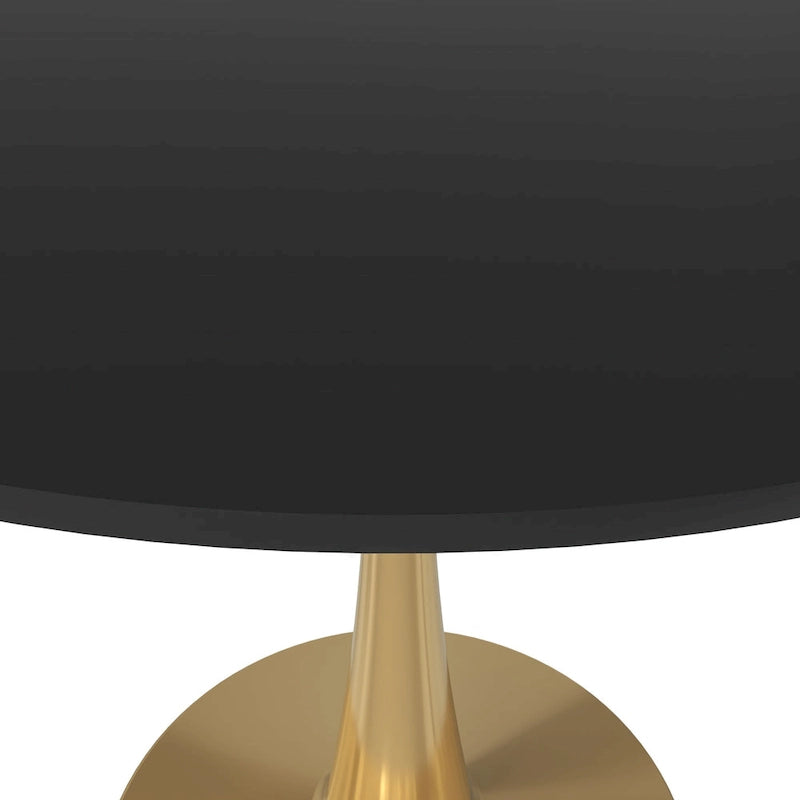 Table à manger ronde de 31 po pour 4 personnes avec plateau en MDF et piètement en acier doré pour cuisine et salle à manger
