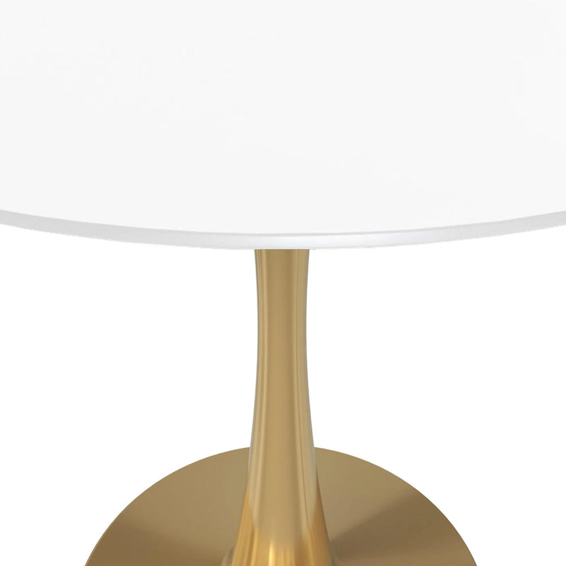 Table à manger ronde de 31 po pour 4 personnes avec plateau en MDF et piètement en acier doré pour cuisine et salle à manger