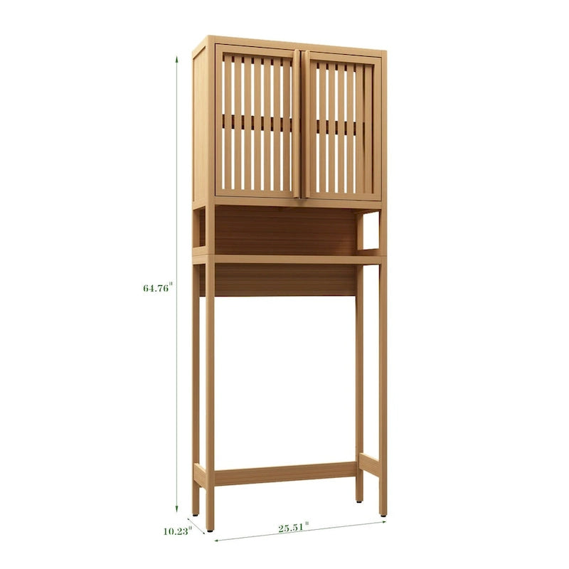 Meuble de salle de bain de 165 cm, neutre, à placer au-dessus des toilettes, avec étagère et deux portes
